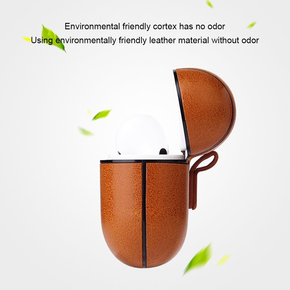 AirPods Pro / AirPods Pro 2 lederen hoesje - Met bevestigingsclip - Lichtbruin