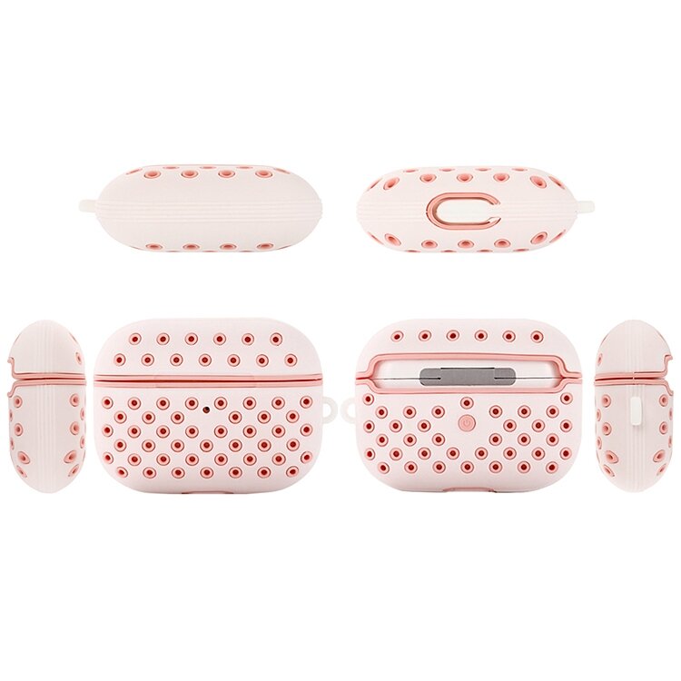 AirPods Pro / AirPods Pro 2 siliconen hoesje Holow series - Met bevestigingsclip - Roze