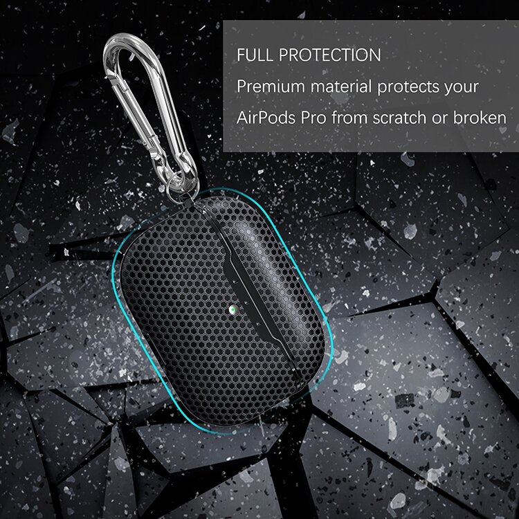 AirPods Pro / AirPods Pro 2 siliconen hoesje Football series - Met bevestigingsclip - Zwart