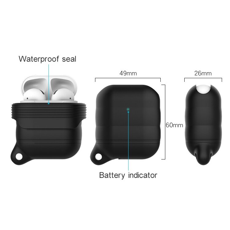 AirPods 1/2 hoesje siliconen waterproof series - soft case - wit + oranje