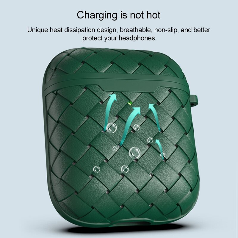 AirPods 1/2 hoesje PU Wave Series - soft case - zwart