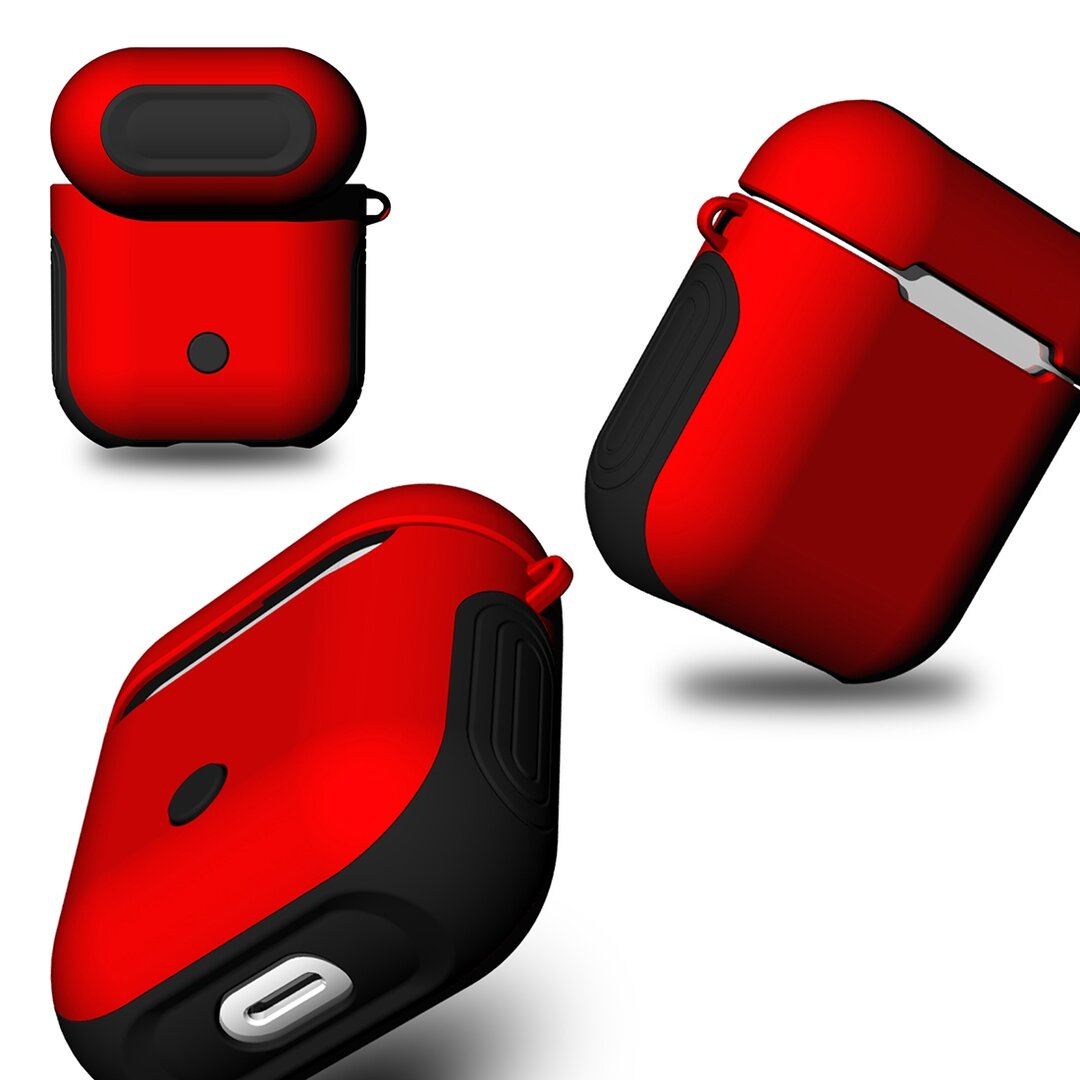 AirPods 1/2 hoesje soft grip - hard case - rood - Schokbestendig