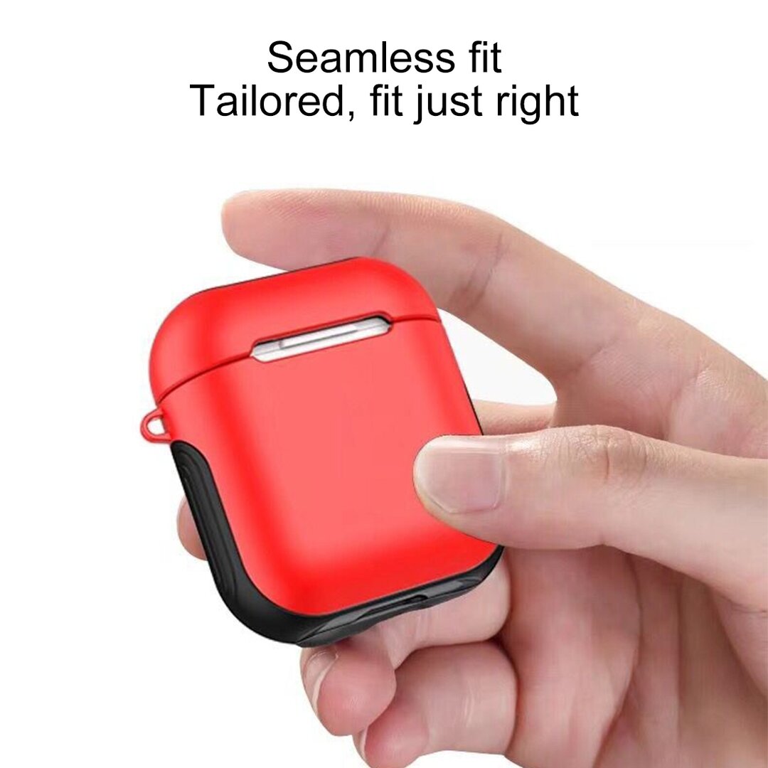 AirPods 1/2 hoesje soft grip - hard case - rood - Schokbestendig