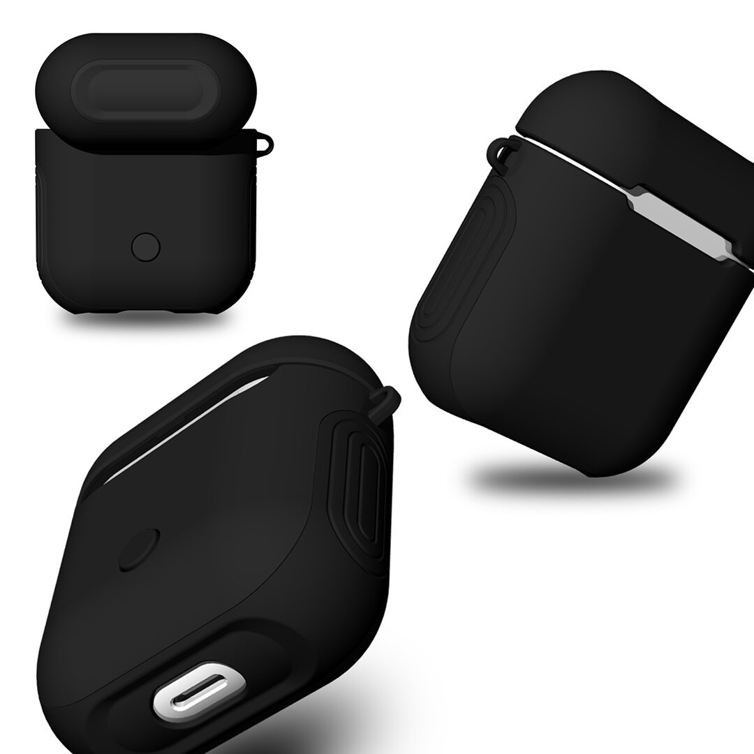 AirPods 1/2 hoesje soft grip - hard case - zwart - Schokbestendig