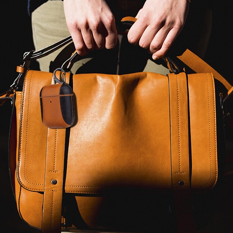 AirPods 1/2 hoesje PU Leer Flip-over - Goud /zwart