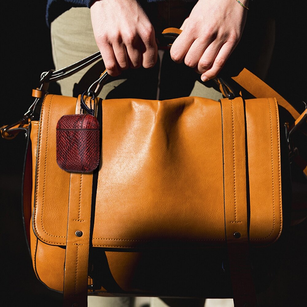 AirPods 1/2 hoesje PU Leer Slangenleer - Zilver