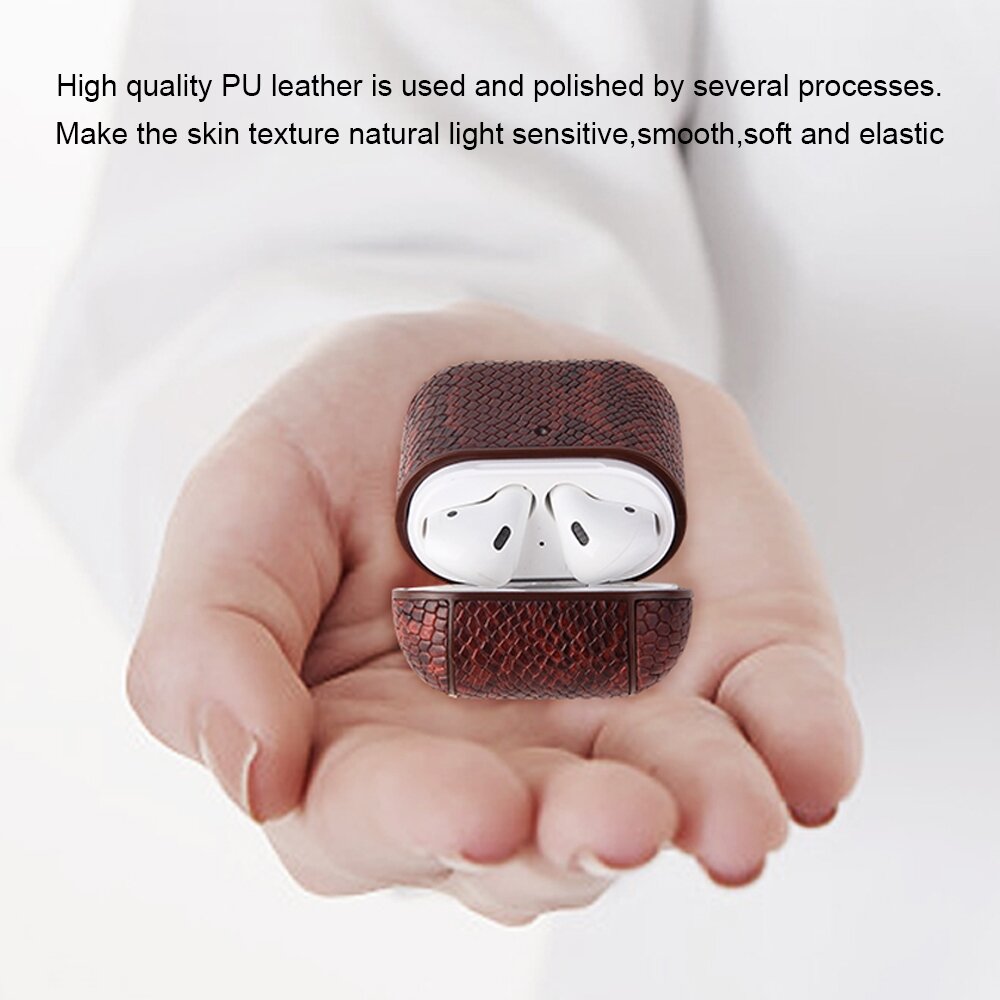 AirPods 1/2 hoesje PU Leer Slangenleer - Goud