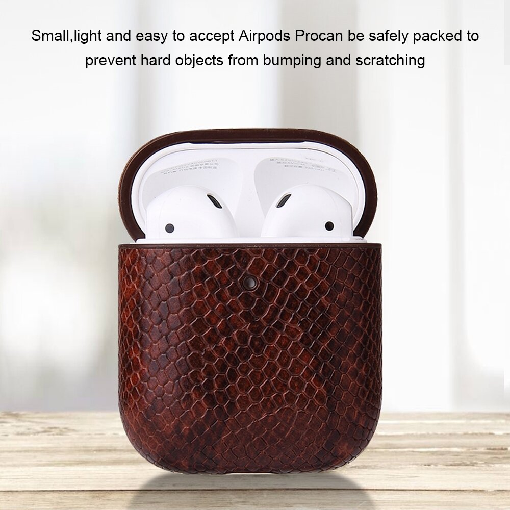 AirPods 1/2 hoesje PU Leer Slangenleer - Zwart