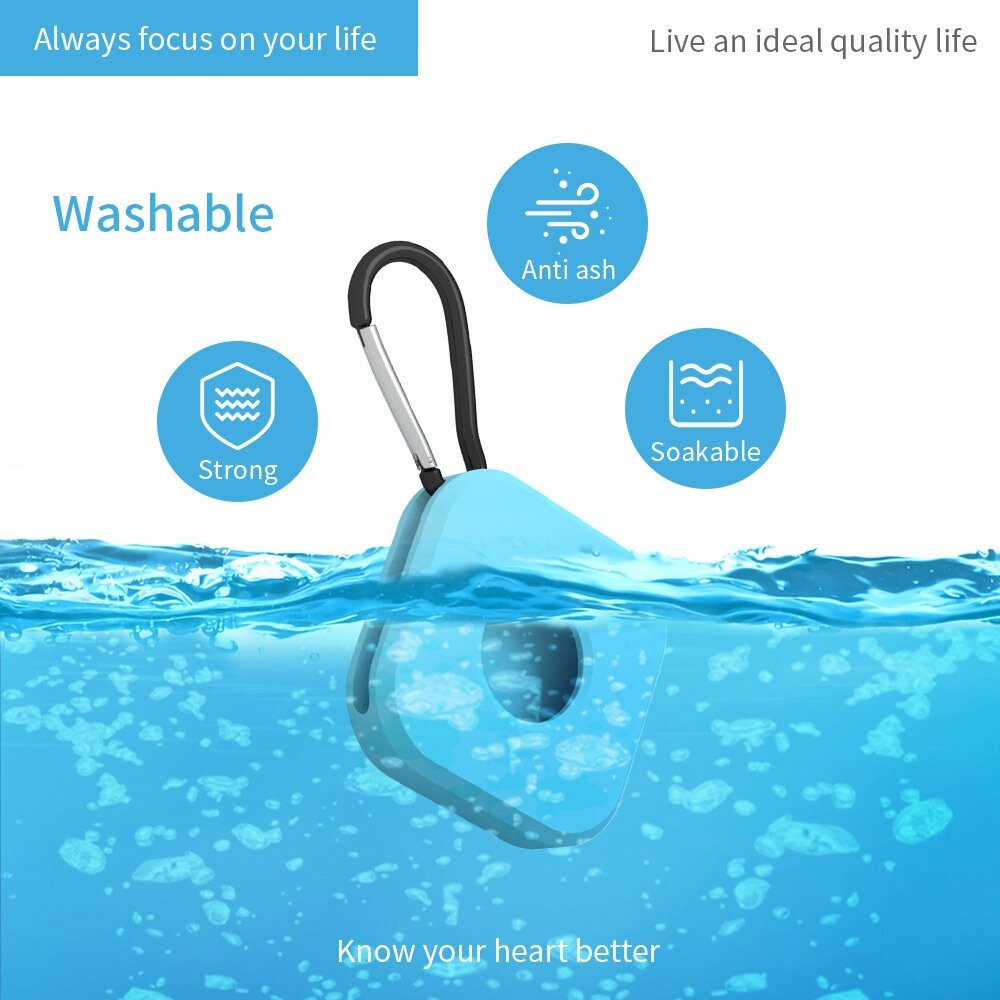 AirTag case square series - siliconen sleutelhanger met ring - zwart