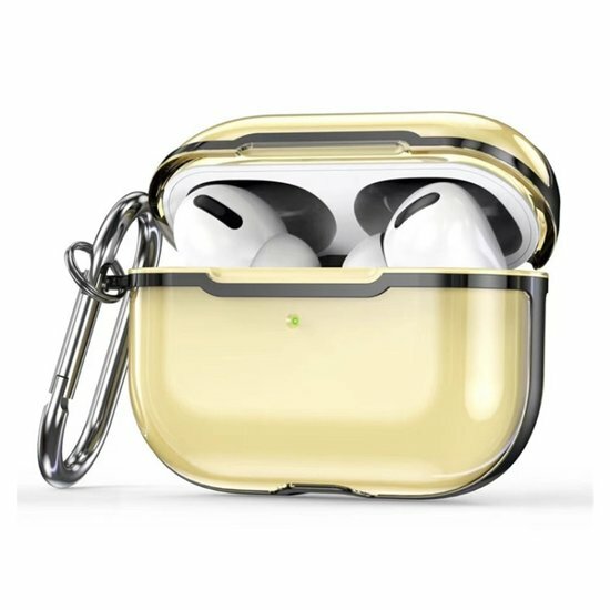 AirPods Pro / AirPods Pro 2 hoesje - TPU - Split series - Goud + Zwart (transparant)