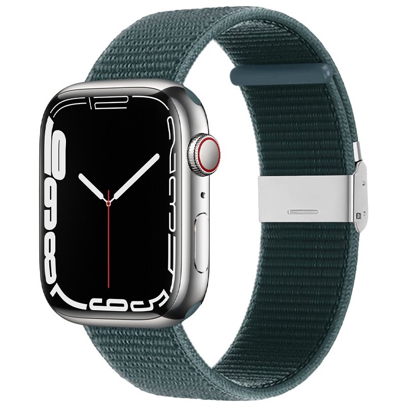 Nylon bandje met klemsluiting - Donkergroen - Geschikt voor Apple Watch 38mm / 40mm / 41mm / 42mm