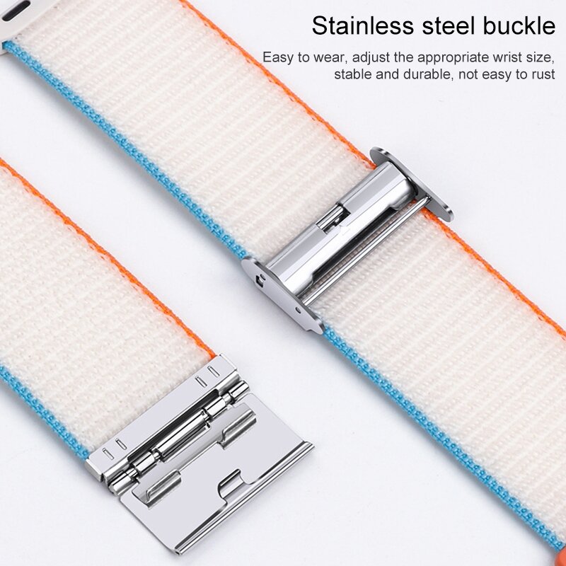Nylon bandje met klemsluiting - Donkergroen - Geschikt voor Apple Watch 38mm / 40mm / 41mm / 42mm