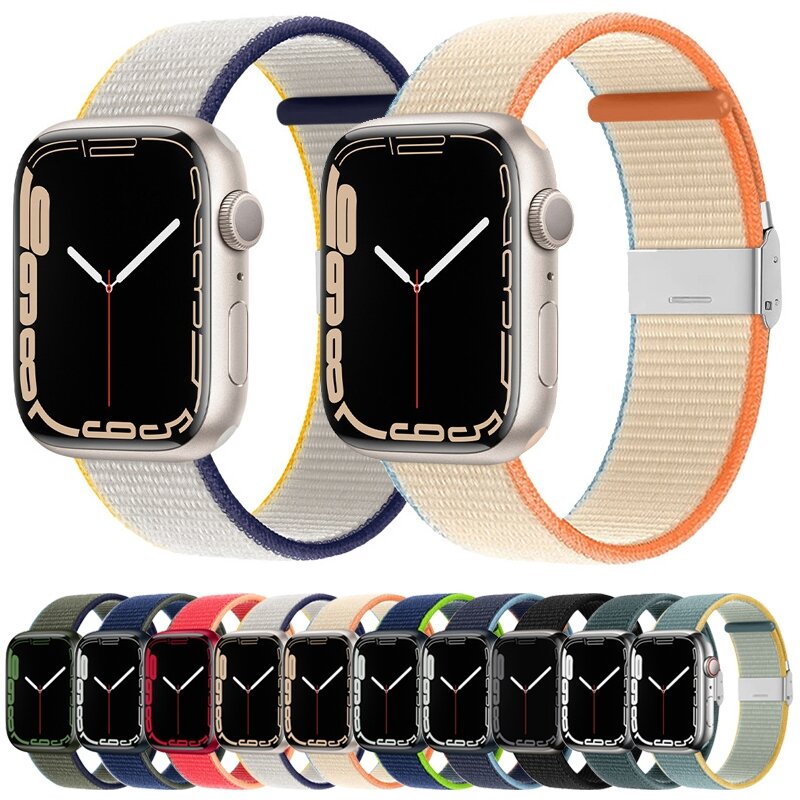 Nylon bandje met klemsluiting - Navy - Geschikt voor Apple Watch 38mm / 40mm / 41mm / 42mm