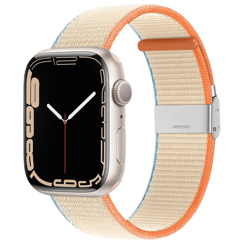 Nylon bandje met klemsluiting - Beige - Geschikt voor Apple Watch 38mm / 40mm / 41mm / 42mm