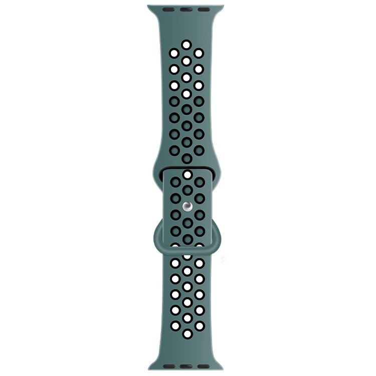 Sportbandje met extra lus - Groengrijs + Zwart - Geschikt voor Apple Watch 38mm / 40mm / 41mm / 42mm