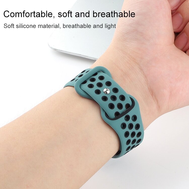 Sportbandje met extra lus - Donkerblauw + Wit - Geschikt voor Apple Watch 44mm / 45mm&nbsp;/ 46mm / 49mm