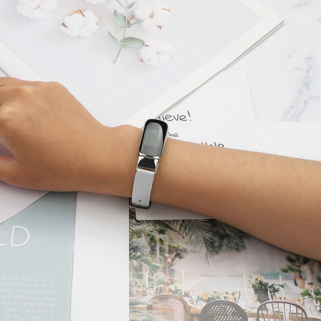 Fitbit Luxe - Leren bandje - Maat: Large - Wit