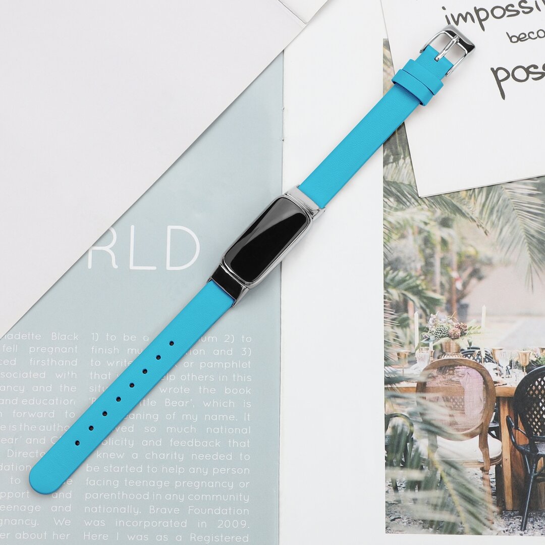 Fitbit Luxe - Leren bandje - Maat: Small - Blauw