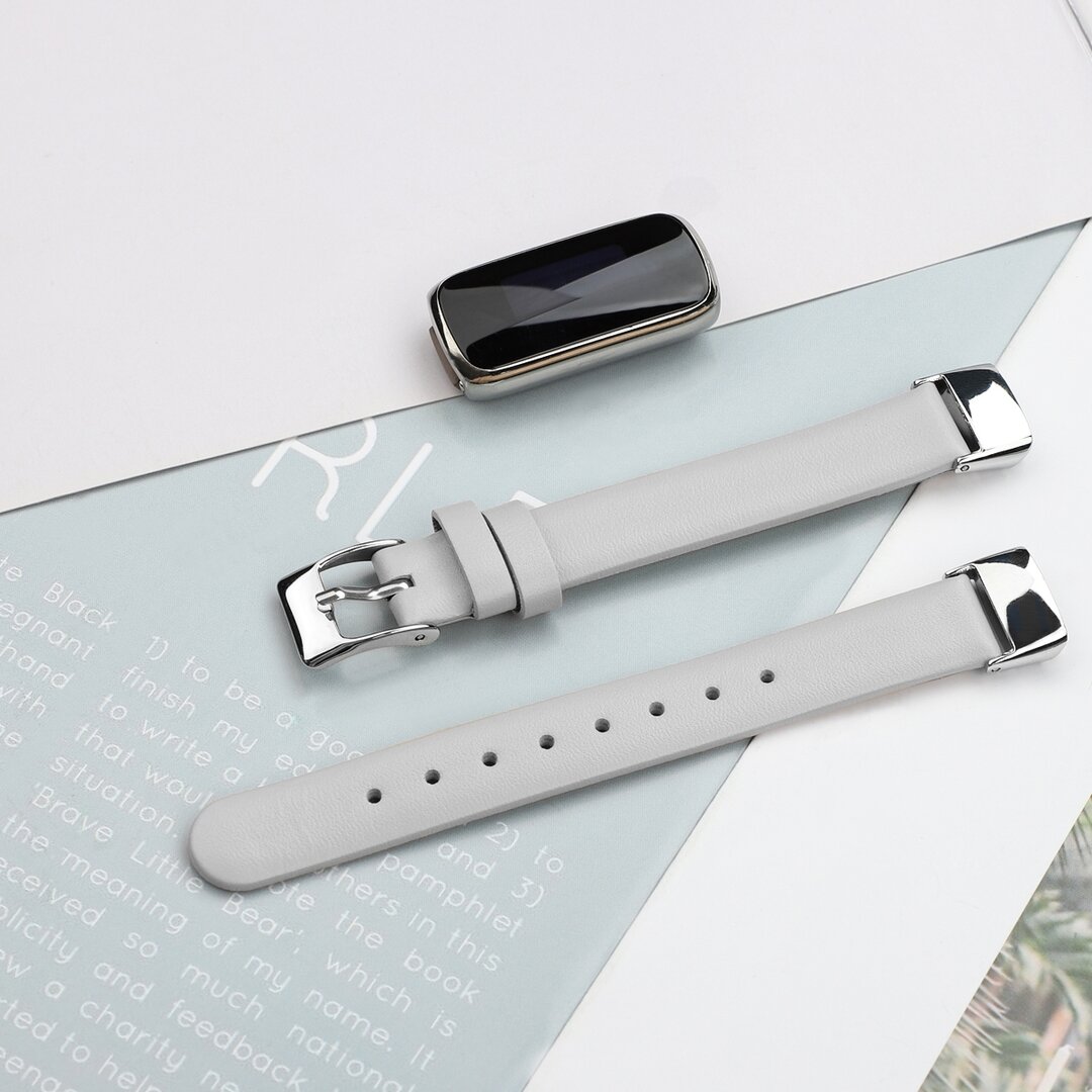 Fitbit Luxe - Leren bandje - Maat: Small - Wit