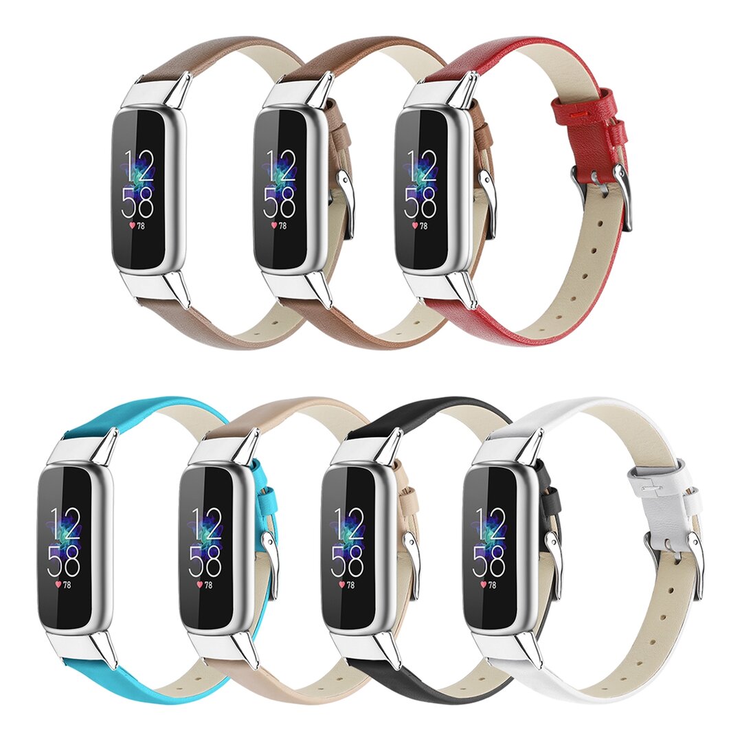 Fitbit Luxe - Leren bandje - Maat: Small - Wit