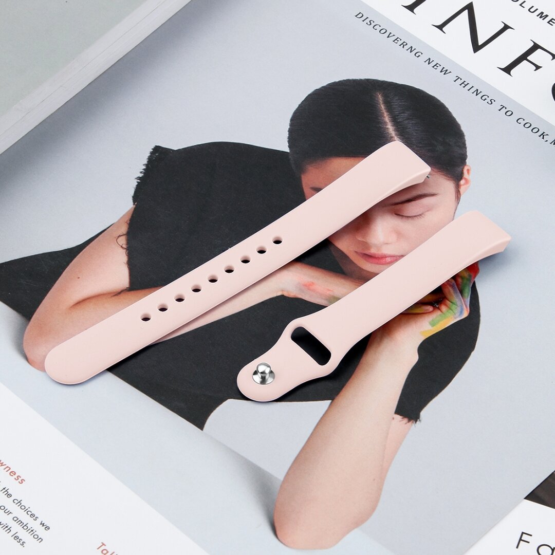 Fitbit Inspire 1 / HR / Ace 2 siliconen bandje - Maat: Large - Zand roze