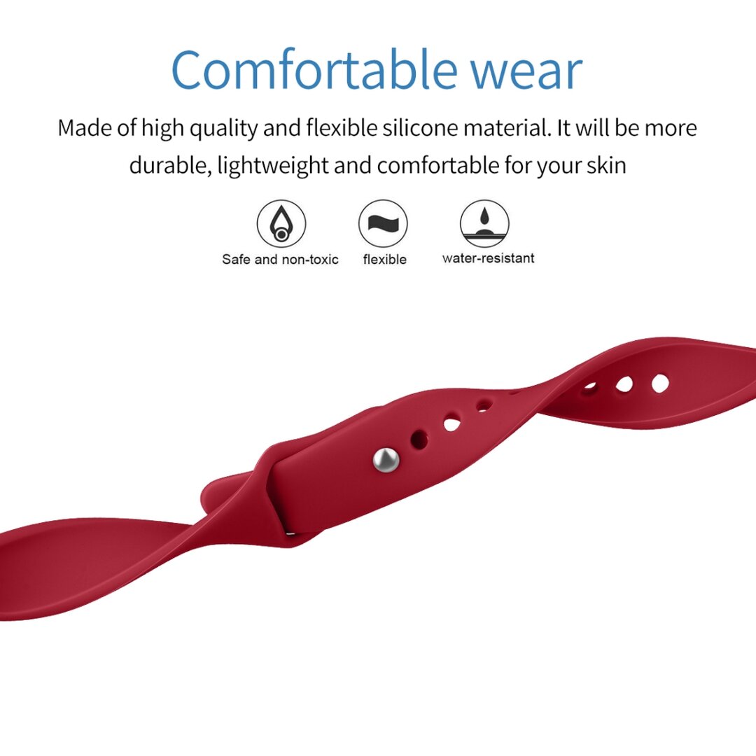 Fitbit Inspire 1 / HR / Ace 2 siliconen bandje - Maat: Large - Wijnrood