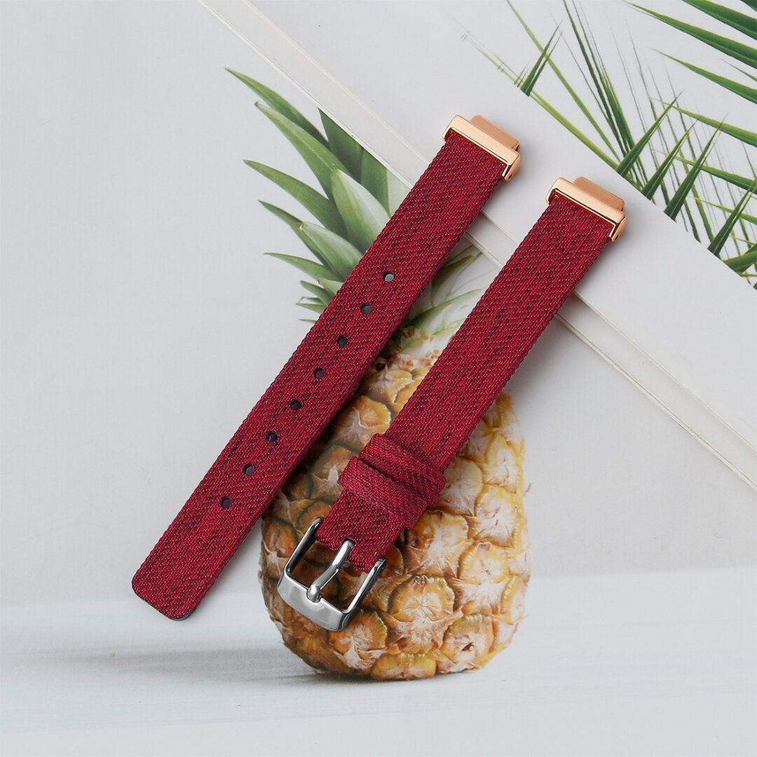 Fitbit Inspire 1 / HR / Ace 2 Canvas nylon bandje - Maat: Small - Rood