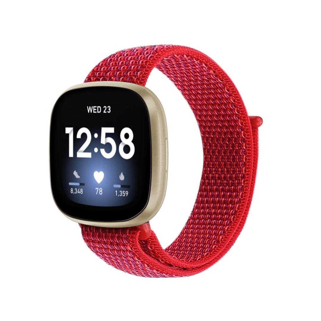 Fitbit Versa 3 &amp; Sense 1  - Sport loop nylon bandje - Rood