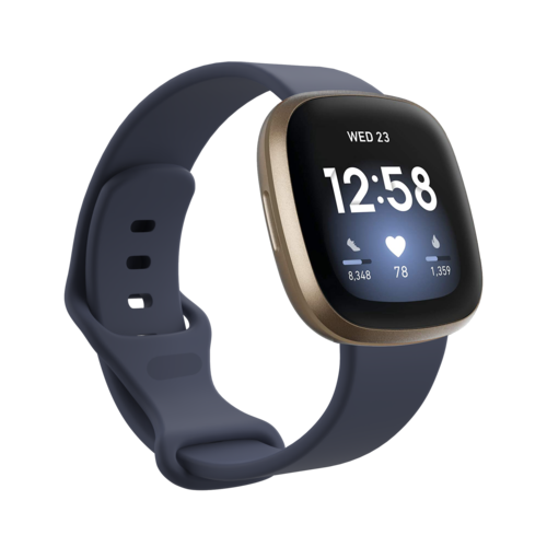 Fitbit Versa 3 &amp; 4 / Sense 1 &amp; 2 Sportbandje - Grijsblauw - Maat: M/L