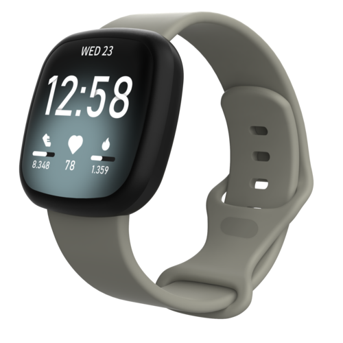 Fitbit Versa 3 &amp; 4 / Sense 1 &amp; 2 Sportbandje - Grijs - Maat: M/L