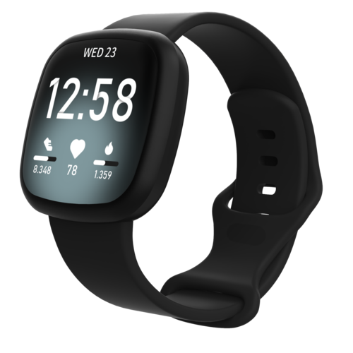 Fitbit Versa 3 &amp; 4 / Sense 1 &amp; 2 Sportbandje - Zwart -&nbsp;Maat: M/L