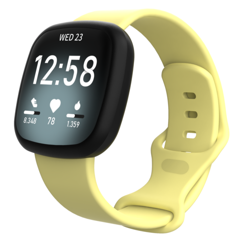 Fitbit Versa 3 &amp; 4 / Sense 1 &amp; 2 Sportbandje - Geel - Maat: S/M