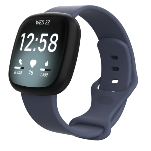 Fitbit Versa 3 &amp; 4 / Sense 1 &amp; 2 Sportbandje - Grijsblauw - Maat: S/M