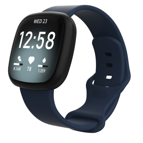 Fitbit Versa 3 &amp; 4 / Sense 1 &amp; 2 Sportbandje - Donkerblauw - Maat: S/M