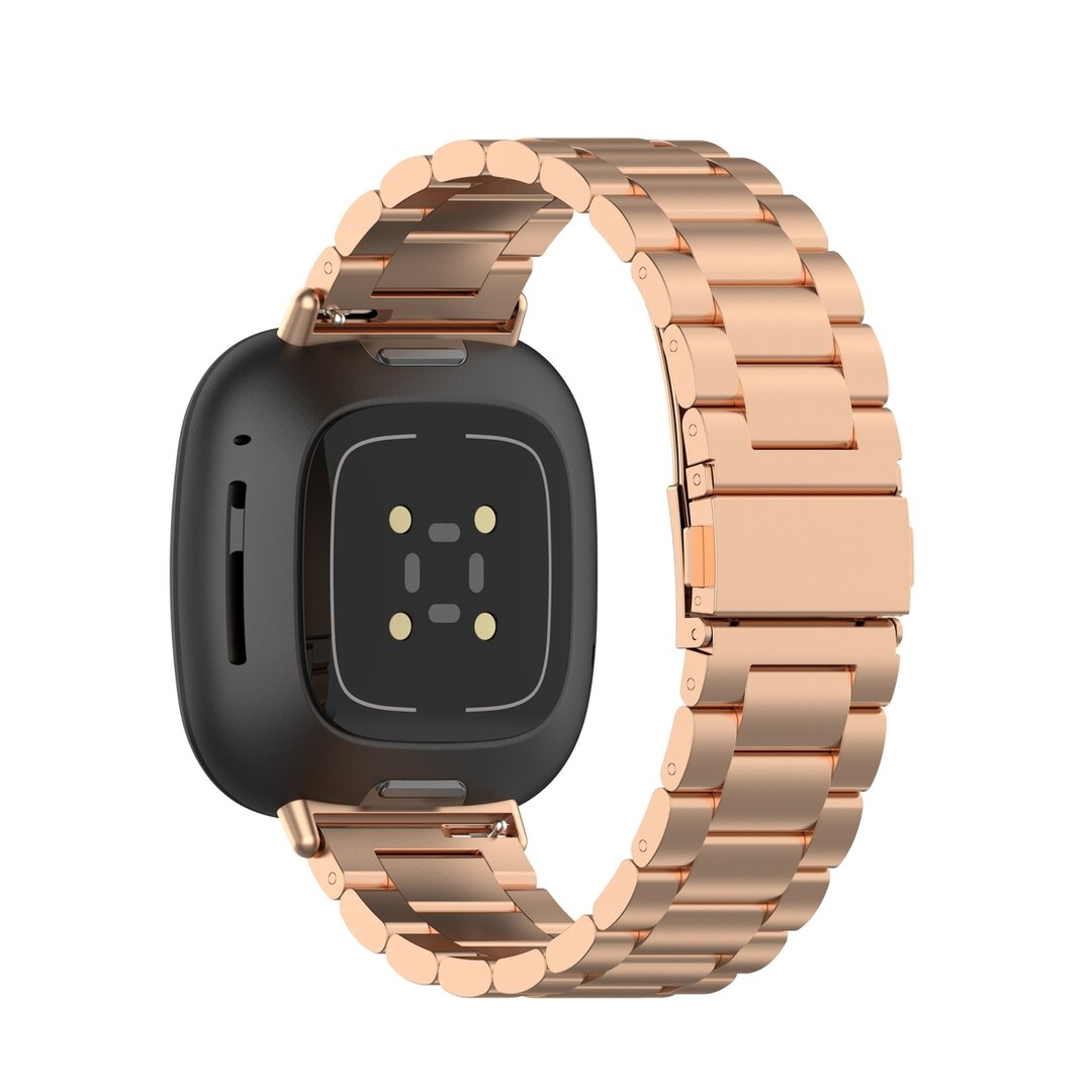 Fitbit Versa 3/4 &amp; Sense 1/2 metalen schakelbandje - Ros&eacute; goud