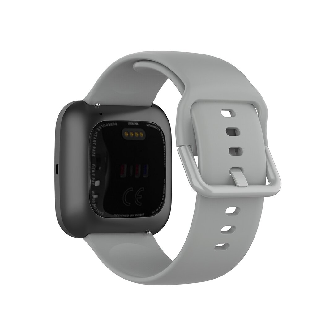 Fitbit Versa 1 / 2 &amp; Lite siliconen sportbandje met gespsluiting - Grijs - Maat: Large