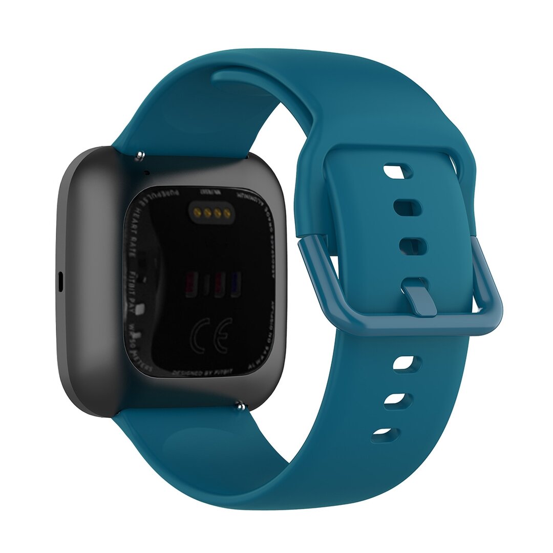 Fitbit Versa 1 / 2 &amp; Lite siliconen sportbandje met gespsluiting - Blauw - Maat: Large