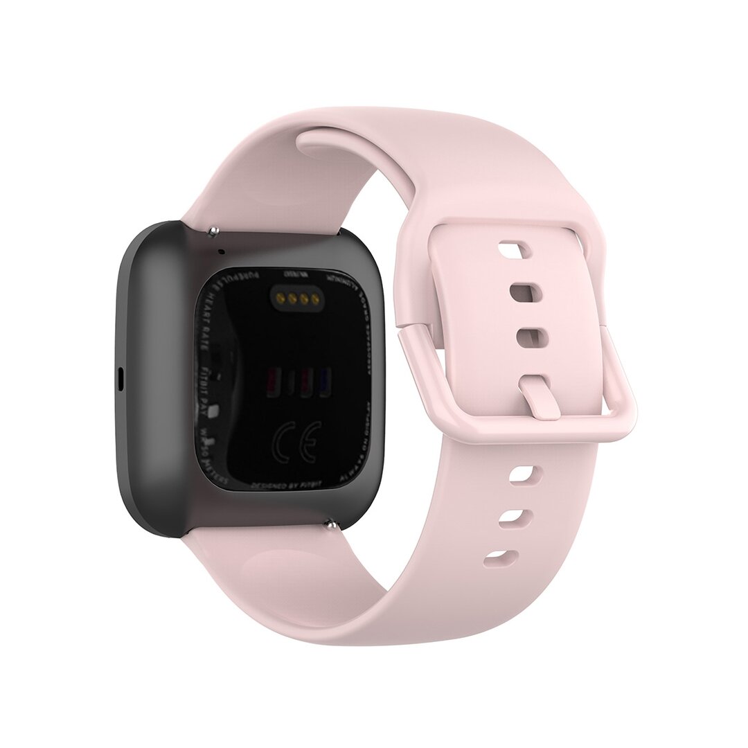 Fitbit Versa 1 / 2 &amp; Lite siliconen sportbandje met gespsluiting - Roze - Maat: Large