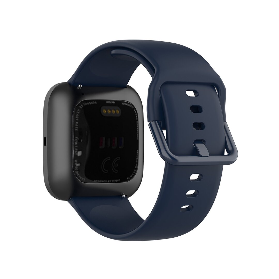 Fitbit Versa 1 / 2 &amp; Lite siliconen sportbandje met gespsluiting - Donkerblauw - Maat: Small