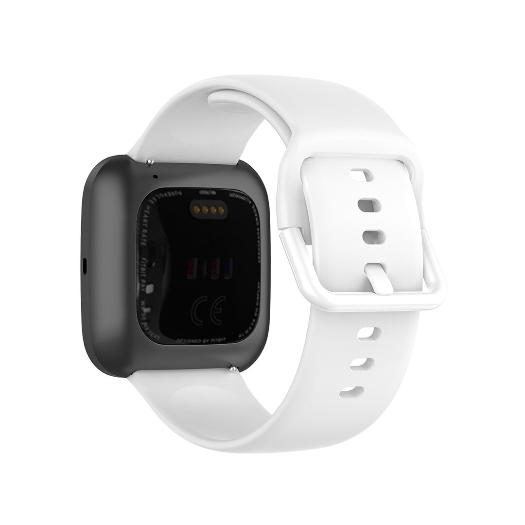 Fitbit Versa 1 / 2 &amp; Lite siliconen sportbandje met gespsluiting - Wit - Maat: Small