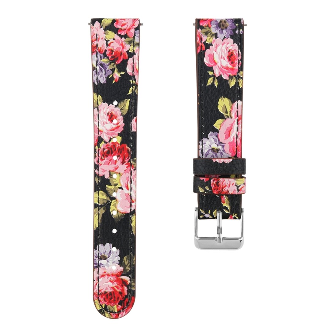 Fitbit Versa 1 / 2 &amp; Lite leren bandje - Bloemenprint roze