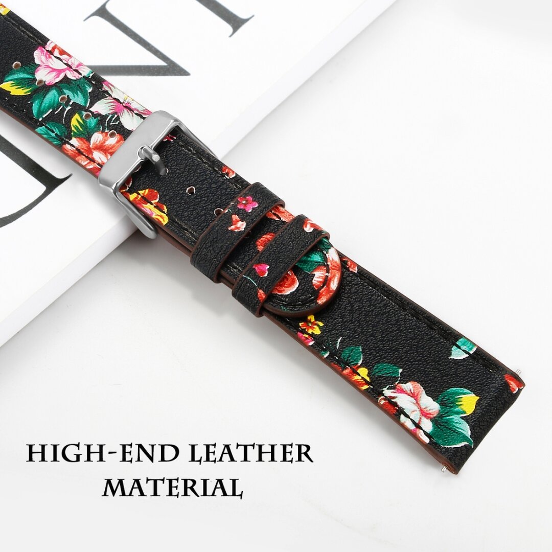 Fitbit Versa 1 / 2 &amp; Lite leren bandje - Bloemenprint