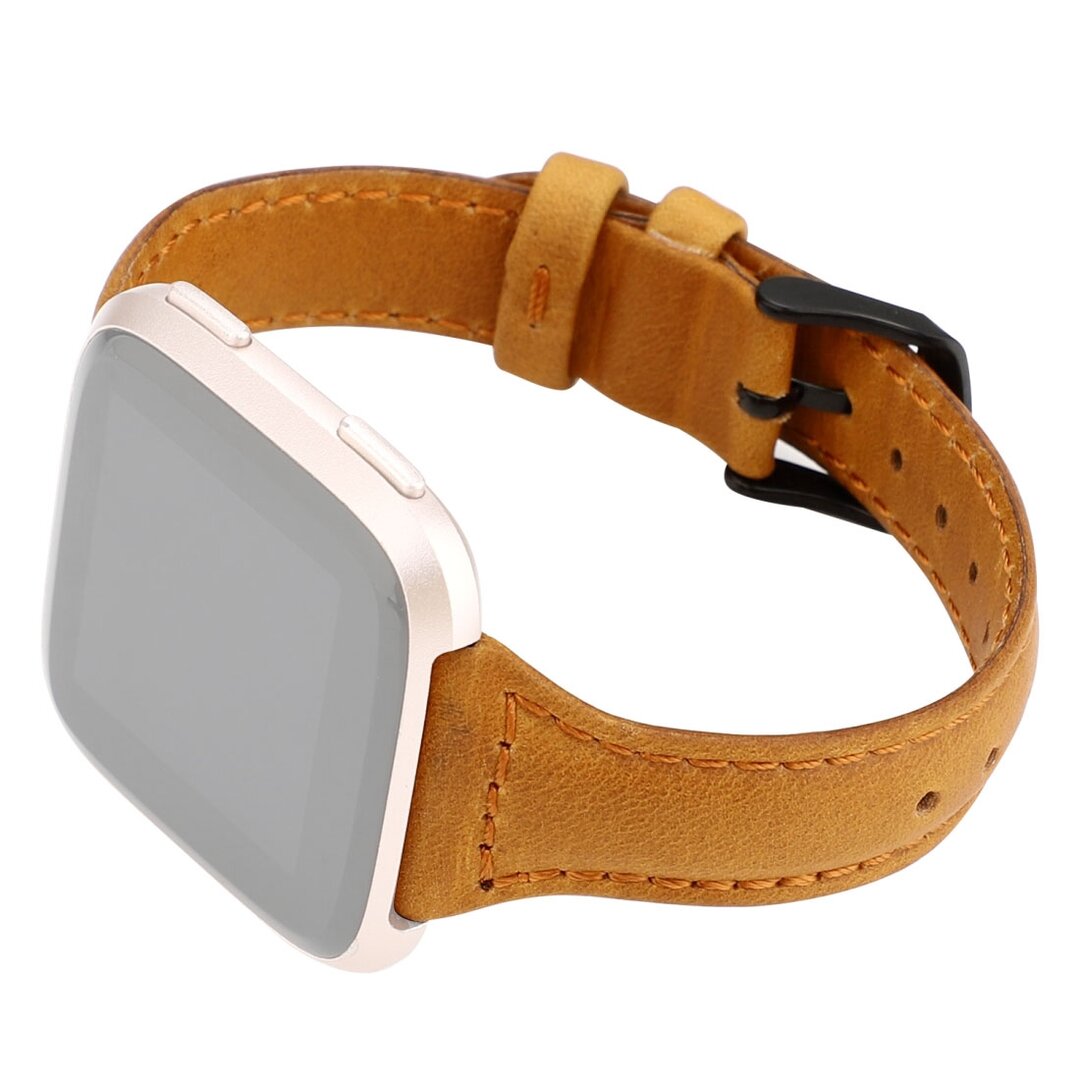 Fitbit Versa 1 / 2 &amp; Lite Lederen bandje - Lichtbruin