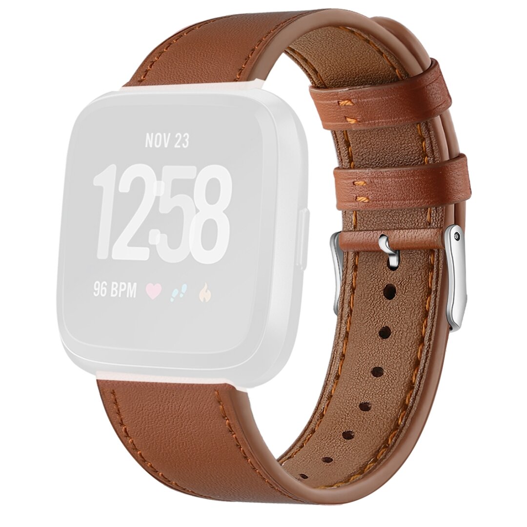 Fitbit Versa 1 / 2 &amp; Lite leren bandje - Bruin