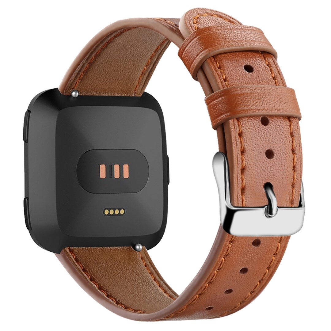 Fitbit Versa 1 / 2 &amp; Lite leren bandje - Bruin