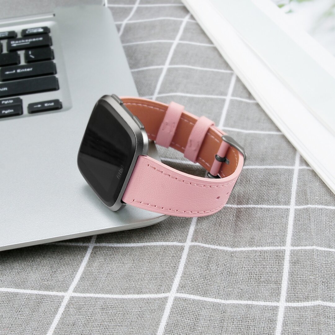 Fitbit Versa 1 / 2 &amp; Lite leren bandje - Oudroze