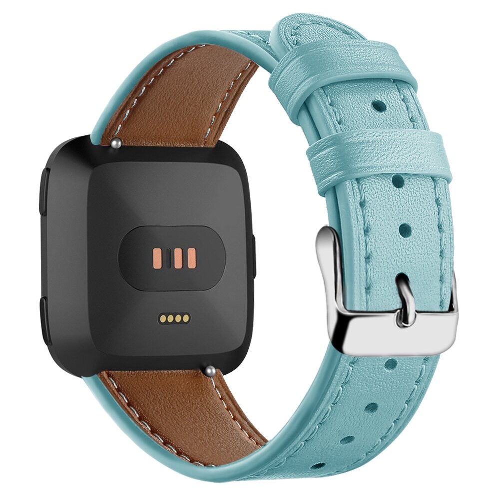 Fitbit Versa 1 / 2 &amp; Lite leren bandje - Blauwgroen