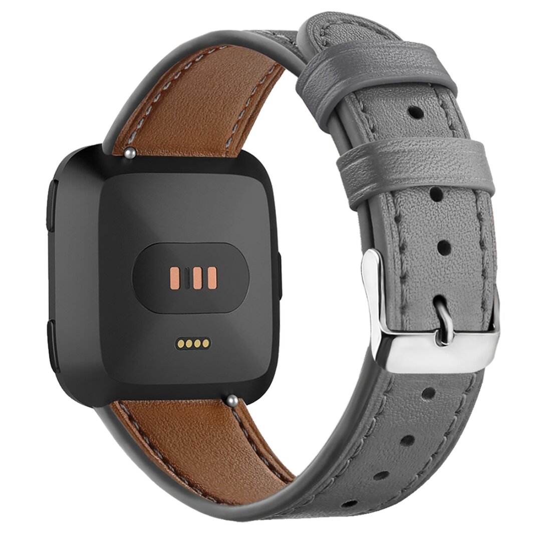 Fitbit Versa 1 / 2 &amp; Lite leren bandje - Grijs