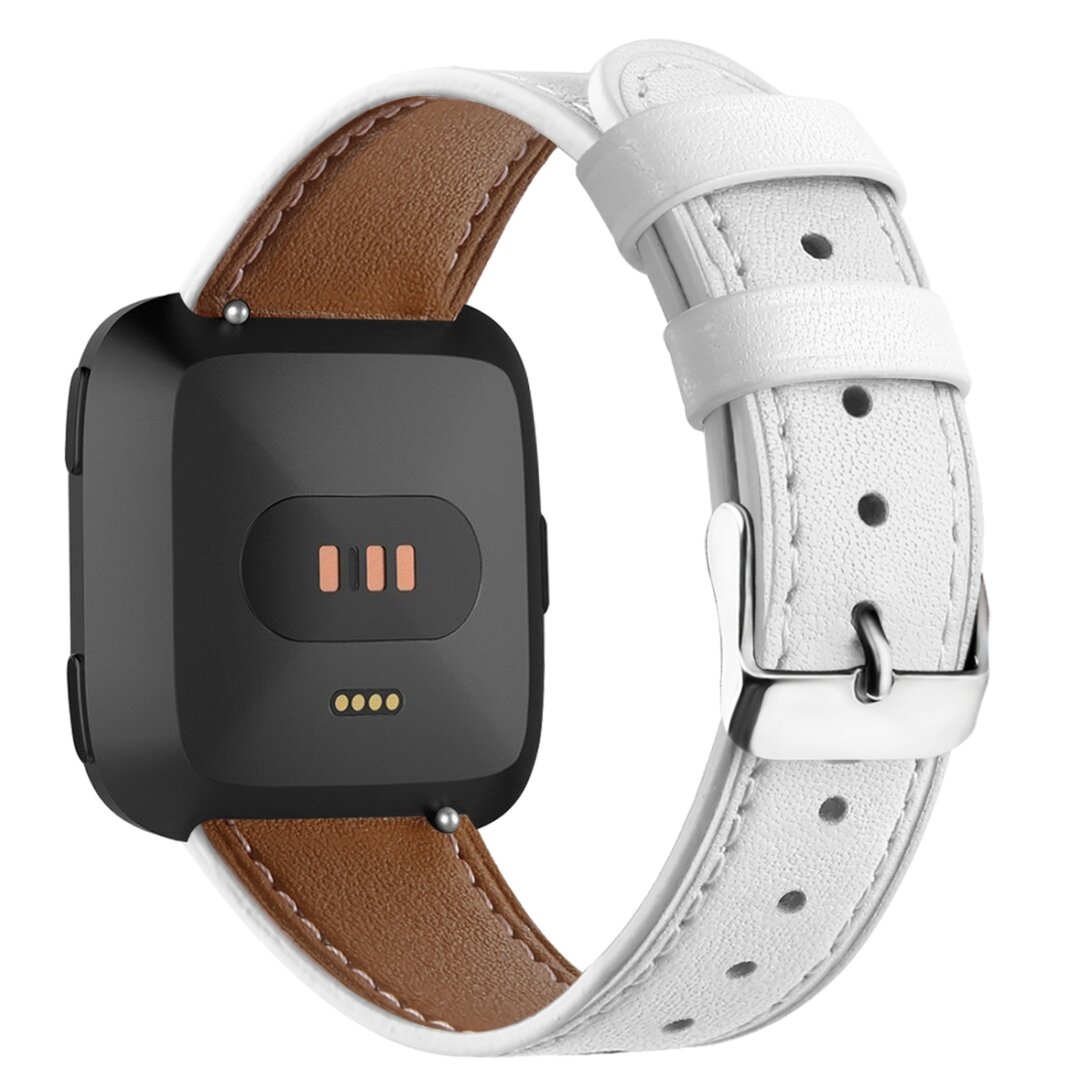 Fitbit Versa 1 / 2 &amp; Lite leren bandje - Wit