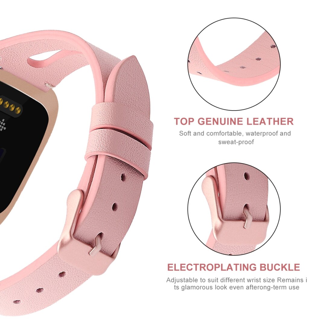 Fitbit Versa 1 / 2 &amp; Lite  bandje TPU leer - Roze